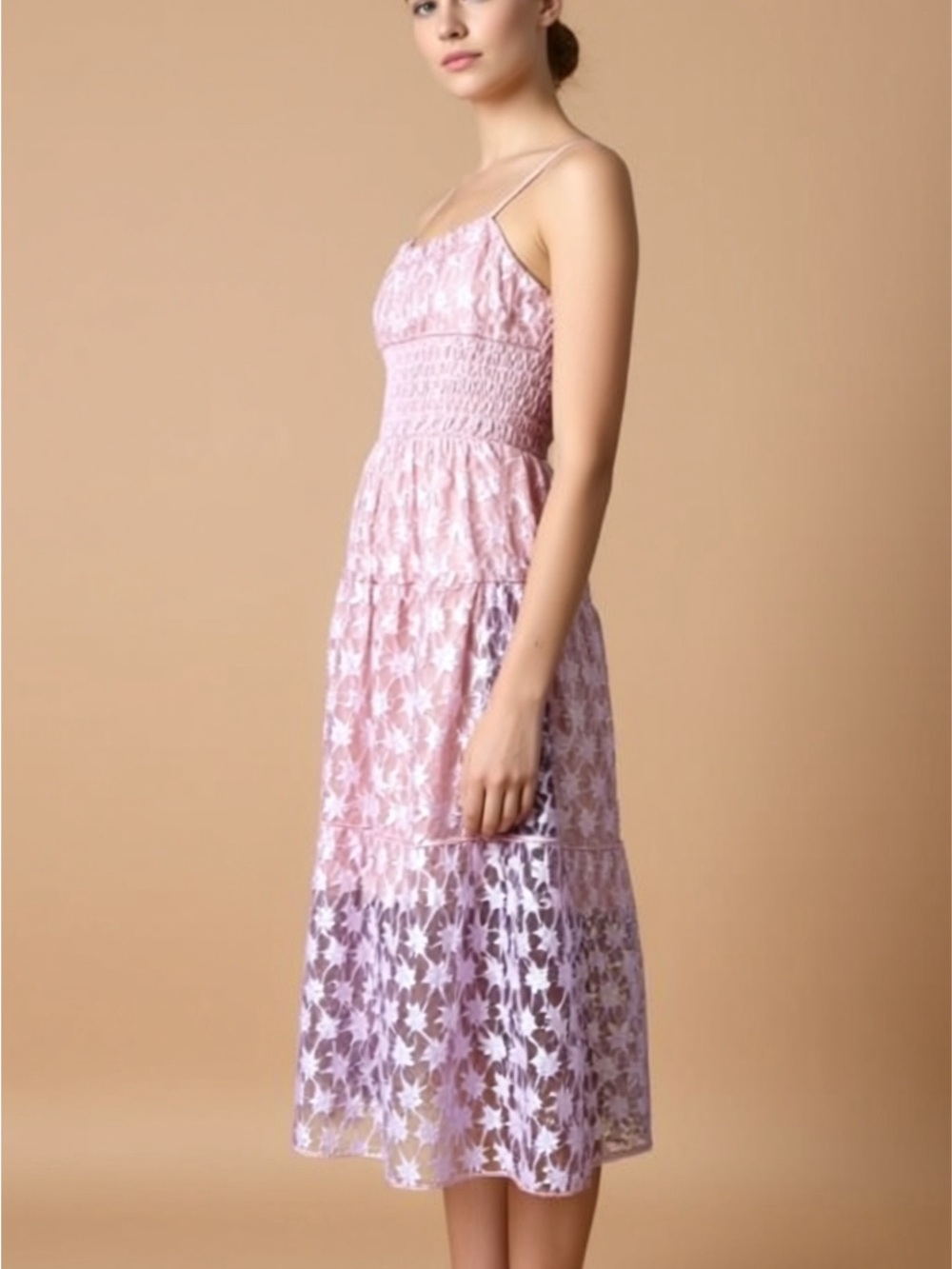 Delicate Pink Lace Maxi Dress